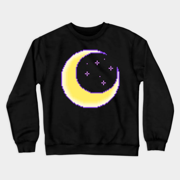 Celestial Moon Pixel Crewneck Sweatshirt by ssydneyart